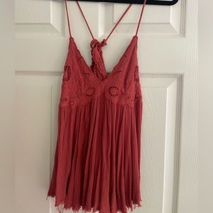 Red Flowy Crochet Top